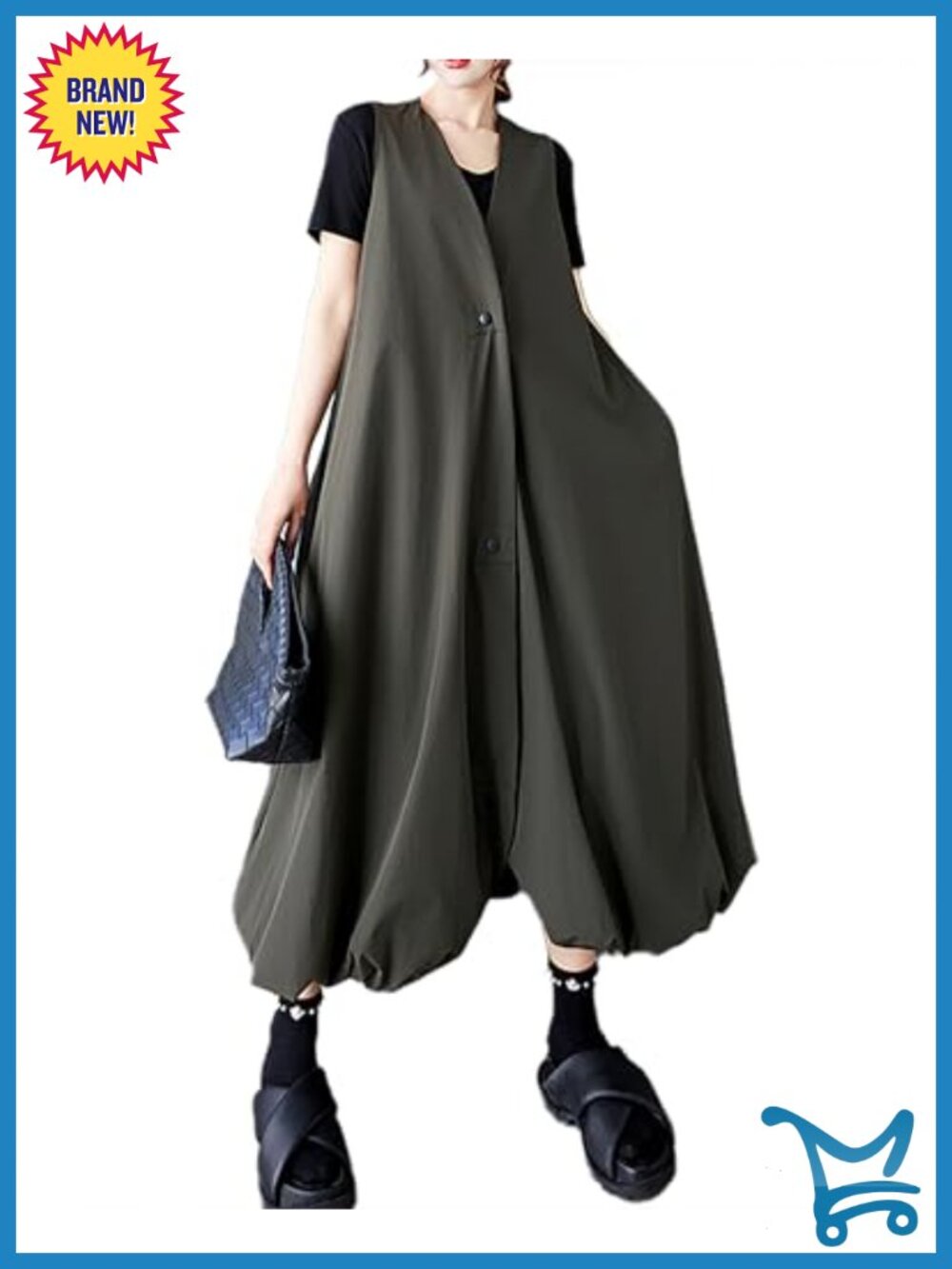 Women's Sleeveless V-Neck Button Down Swing Dress Cotton Blend Loose Fit